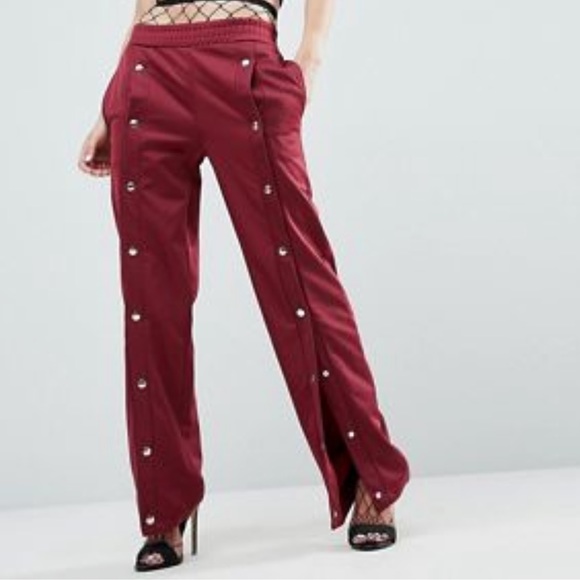 ASOS Satin Track Pants with Popper Front Detail - Picture 6 of 6